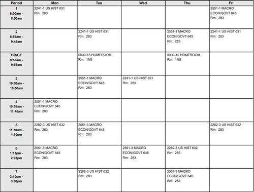 Schedule for 2021-2022